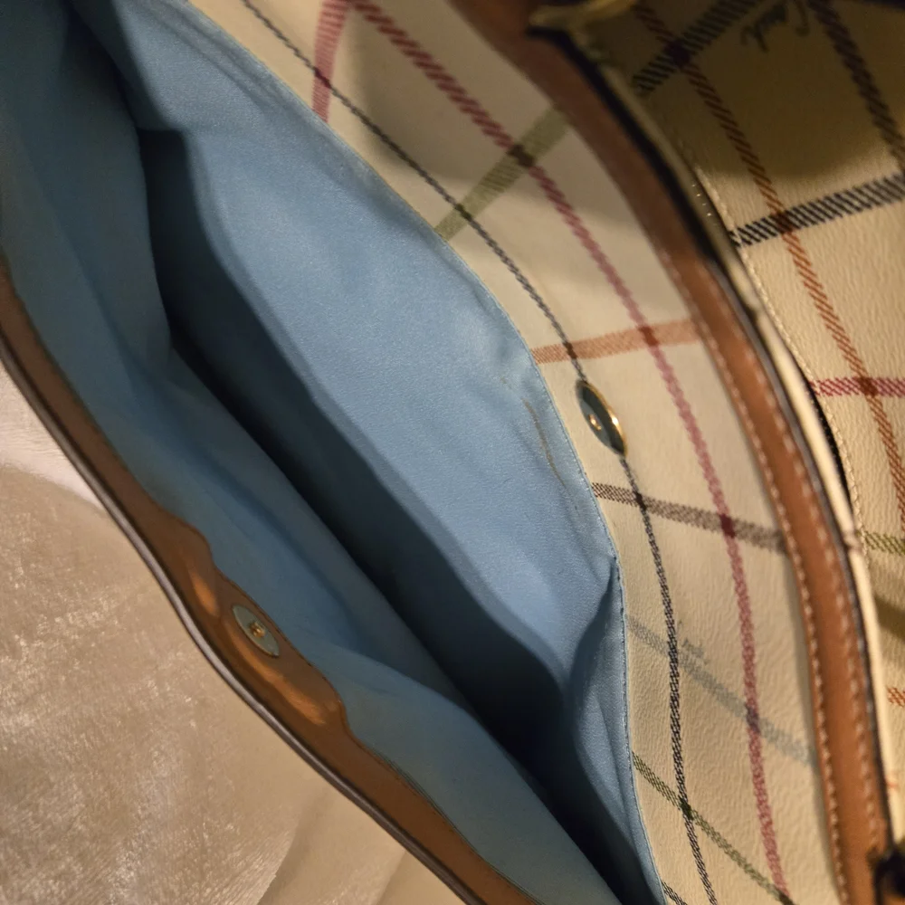 Coach Tatersall Diaper Bag - Blue and Tan